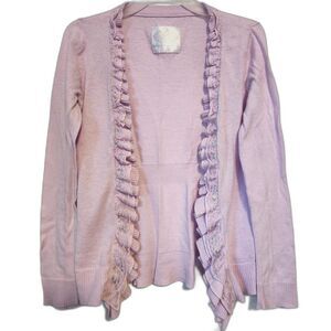 Justice Purple Ruffle Cardigan - Girls Size 10, Metallic Sparkle Accent